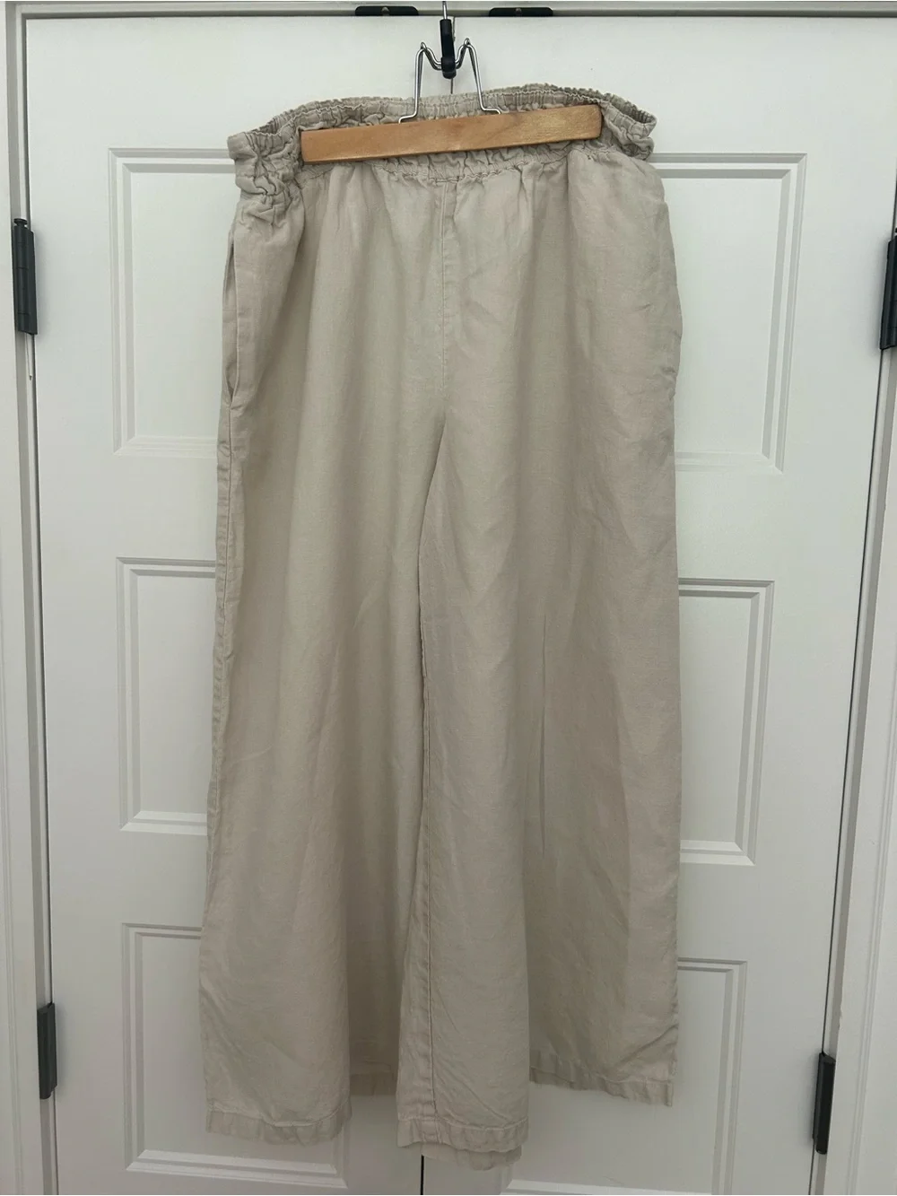 Anthropologie Beige Wide-Leg Elastic Waist Chinos
